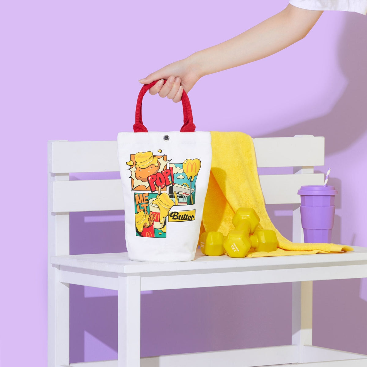[BTS x McDonald’s] - WHITE MELTING TOTE WITH RED HANDLES